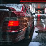 A car ready to go into a car wash