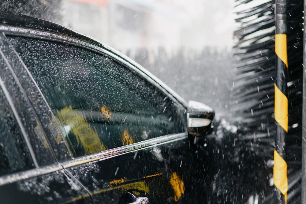 A car going through a car wash