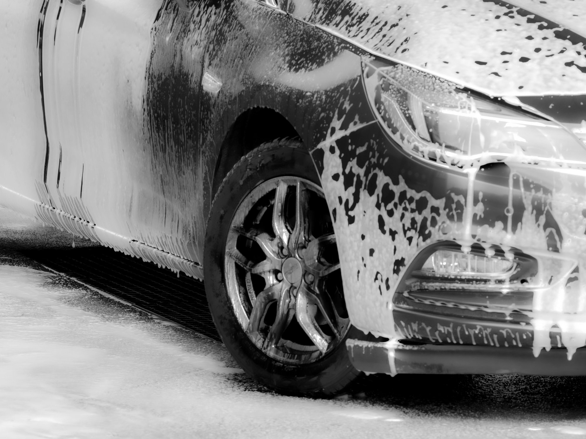 a car washed by a touchless car wash machine